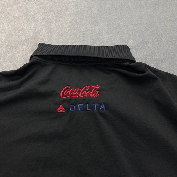 Polo Golf Ralph Lauren Mens Black Short Sleeve Polo Shirt Size L Coca Cola Delta - Picture 9 of 10